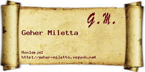 Geher Miletta névjegykártya